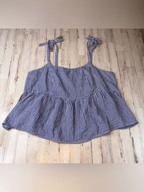 Old Navy Blue Gingham Tie-Strap Peplum Cami Plus Size 3X & 4X